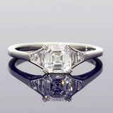 Platinum 0.94ct Asscher Cut & Trapeze Cut Diamond Trilogy Ring