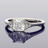Platinum 0.94ct Asscher Cut & Trapeze Cut Diamond Trilogy Ring