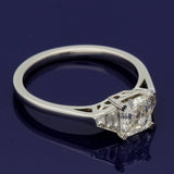 Platinum 0.94ct Asscher Cut & Trapeze Cut Diamond Trilogy Ring