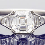 Platinum 0.94ct Asscher Cut & Trapeze Cut Diamond Trilogy Ring