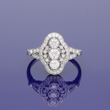 Platinum 0.72ct Diamond Art Deco Style Cluster Ring