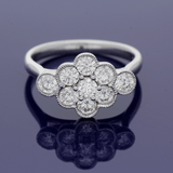 18ct White Gold 1.10ct Diamond Vintage Inspired Cluster Ring
