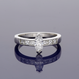 Platinum 0.51ct Marquise Diamond Solitaire Ring with Princess Shoulders