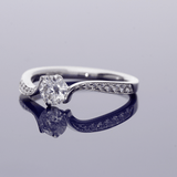18ct White Gold Certificated 0.46ct Diamond Solitaire Twist Shoulders Ring