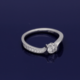 18ct White Gold Certificated 0.46ct Diamond Solitaire Twist Shoulders Ring