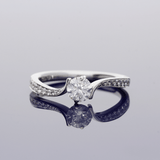 18ct White Gold Certificated 0.46ct Diamond Solitaire Twist Shoulders Ring