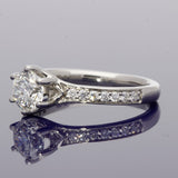 Platinum 0.90ct Round Diamond Solitaire Shoulders Engagement Ring
