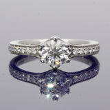 Platinum 0.90ct Round Diamond Solitaire Shoulders Engagement Ring