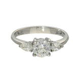 18ct White Gold 1.17ct Total Round & Pear Cut Diamond Trilogy Ring