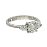 18ct White Gold 1.17ct Total Round & Pear Cut Diamond Trilogy Ring