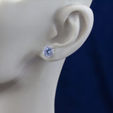18ct White Gold Aquamarine and Diamond Cluster Stud Earrings