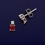 18ct White Gold Oval Ruby and Diamond Stud Earrings