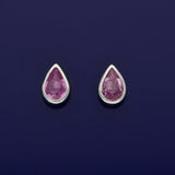 18ct White Gold Pear Cut Pink Sapphire Stud Earrings