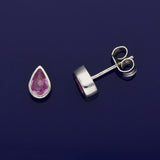 18ct White Gold Pear Cut Pink Sapphire Stud Earrings