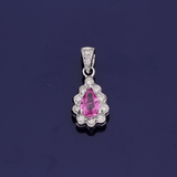 18ct White Gold 0.47ct Pear Cut Pink Sapphire and Diamond Pendant