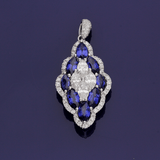 18ct White Gold Sapphire and Diamond Marquise Cluster Pendant