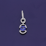 18ct White Gold Cushion Cut 0.63ct Sapphire and Diamond Pendant