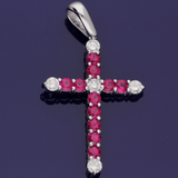 18ct White Gold Ruby and Diamond Cross Pendant