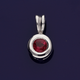 18ct White Gold Bezel Set 0.37ct Round Ruby Pendant
