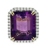 18ct Yellow Gold 32ct Amethyst and Diamond Large Cocktail Ring