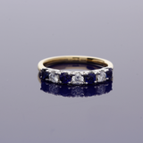 18ct Yellow Gold Sapphire and Diamond 7-Stone Half Eternity Ring