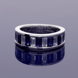 18ct White Gold Sapphire and Baguette Diamond Half Eternity Ring