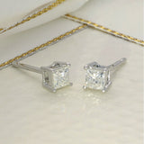 9ct White Gold Princess Cut Diamond Stud Earrings 0.50ct