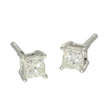 9ct White Gold Princess Cut Diamond Stud Earrings 0.50ct