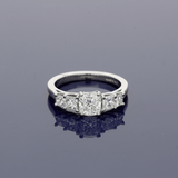 Platinum 5-Stone Ring with Cushion Cut and Princess Cut Diamonds