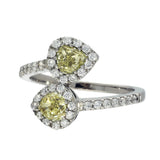 18ct White Gold 0.70ct Yellow & 0.20ct White Diamond Toi et Moi Halo Ring