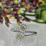18ct White Gold 0.70ct Yellow & 0.20ct White Diamond Toi et Moi Halo Ring