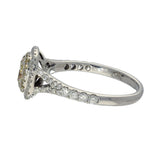18ct White Gold Natural Yellow Diamond and White Diamond Halo Shoulders Ring