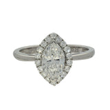Platinum Certificated 1.13ct Marquise Diamond Halo Engagement Ring