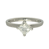 18ct White Gold 1.00ct I SI2 Certificated Princess Cut Diamond Compass Set Solitaire Ring