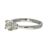 18ct White Gold 0.72ct F VS2 Round & Half Moon Cut Diamond Trilogy Ring