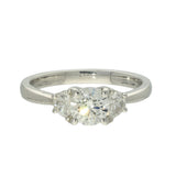 18ct White Gold 0.72ct F VS2 Round & Half Moon Cut Diamond Trilogy Ring