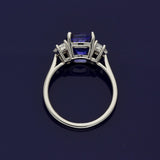 Platinum Trilogy Ring with 3.89ct Tanzanite and Cadillac Diamond Shoulders