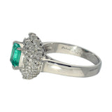 Platinum 0.67ct Emerald and Diamond Ballerina Cluster Cocktail Ring