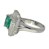 Platinum 1.24ct Emerald and Diamond Ballerina Cluster Cocktail Ring