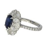 Platinum Sapphire and Fancy Cut Diamond Cluster Ring