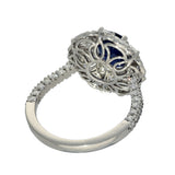 Platinum Sapphire and Fancy Cut Diamond Cluster Ring