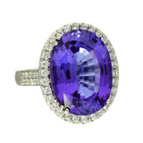 18ct White Gold 13ct Tanzanite & Diamond Halo Statement Ring