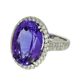 18ct White Gold 13ct Tanzanite & Diamond Halo Statement Ring