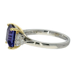 18ct White Gold Square Asscher Cut Tanzanite and Diamond Ring