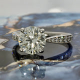 Pre-owned Platinum 2.71ct Diamond Solitaire Engagement Ring with Diamond Shoulders