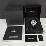Pre-owned Unisex Chanel J12 Moonphase Black Ceramic 2017 Automatic Watch H3405