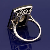 Art Deco Inspired Old Cut Diamond and Onyx Cocktail Ring