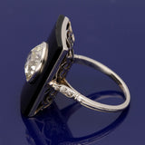 Art Deco Inspired Old Cut Diamond and Onyx Cocktail Ring