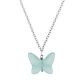 Lalique Butterfly Papillon Necklace Lagoon Crystal & Silver 10753000