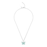 Lalique Butterfly Papillon Necklace Lagoon Crystal & Silver 10753000